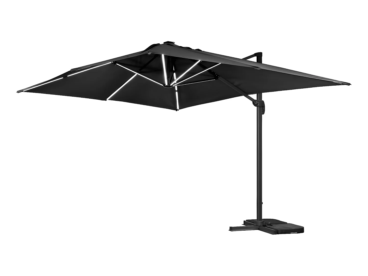 Parasol jardin déporté led alu "Sun 3 Luxe" 3 x 3 m - Noir