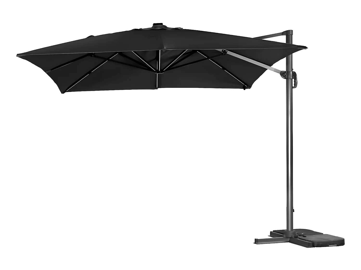 Parasol jardin déporté led alu "Sun 3 Luxe" 3 x 3 m - Noir