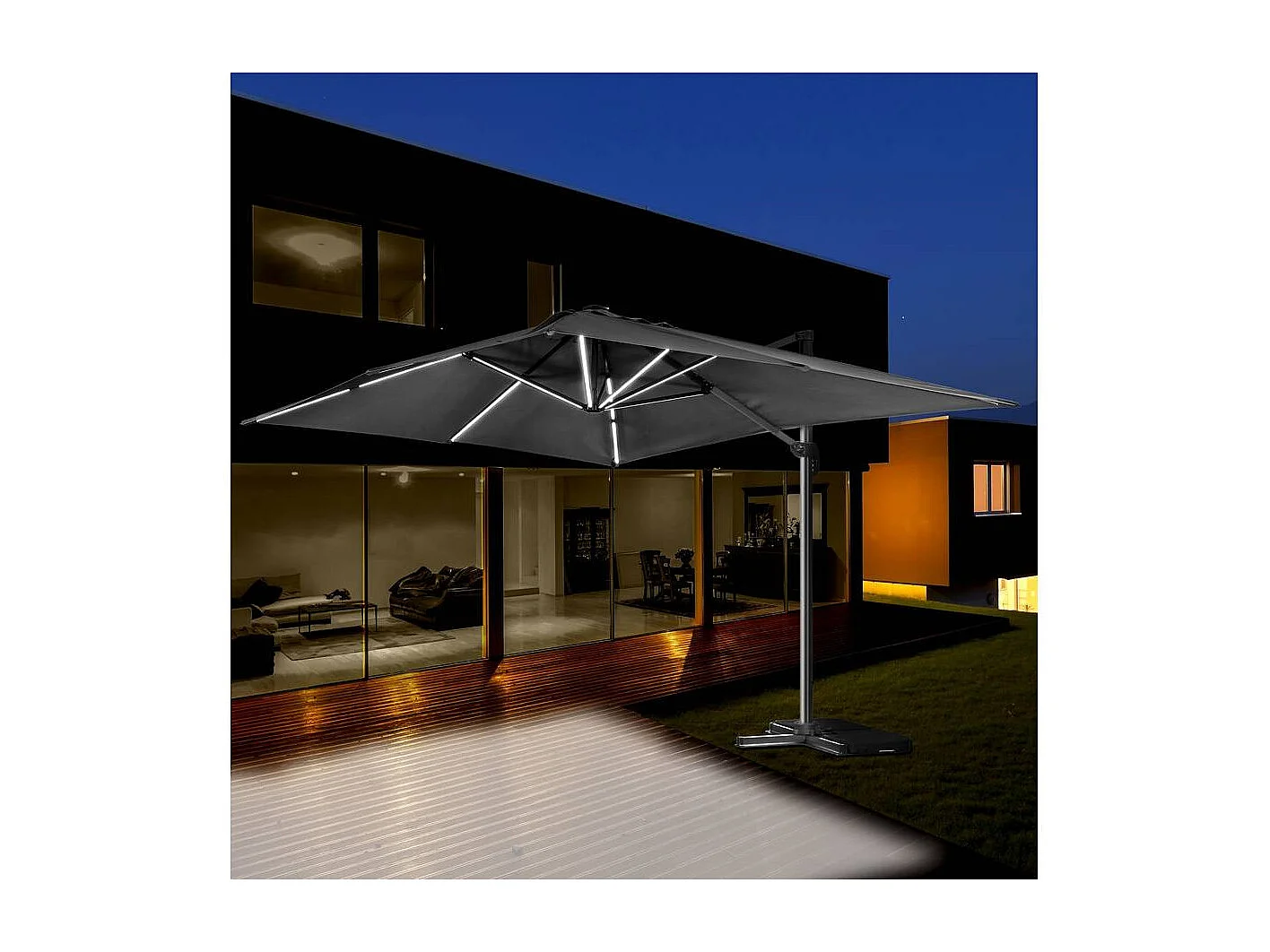 Parasol jardin déporté led alu "Sun 3 Luxe" 3 x 3 m - Noir