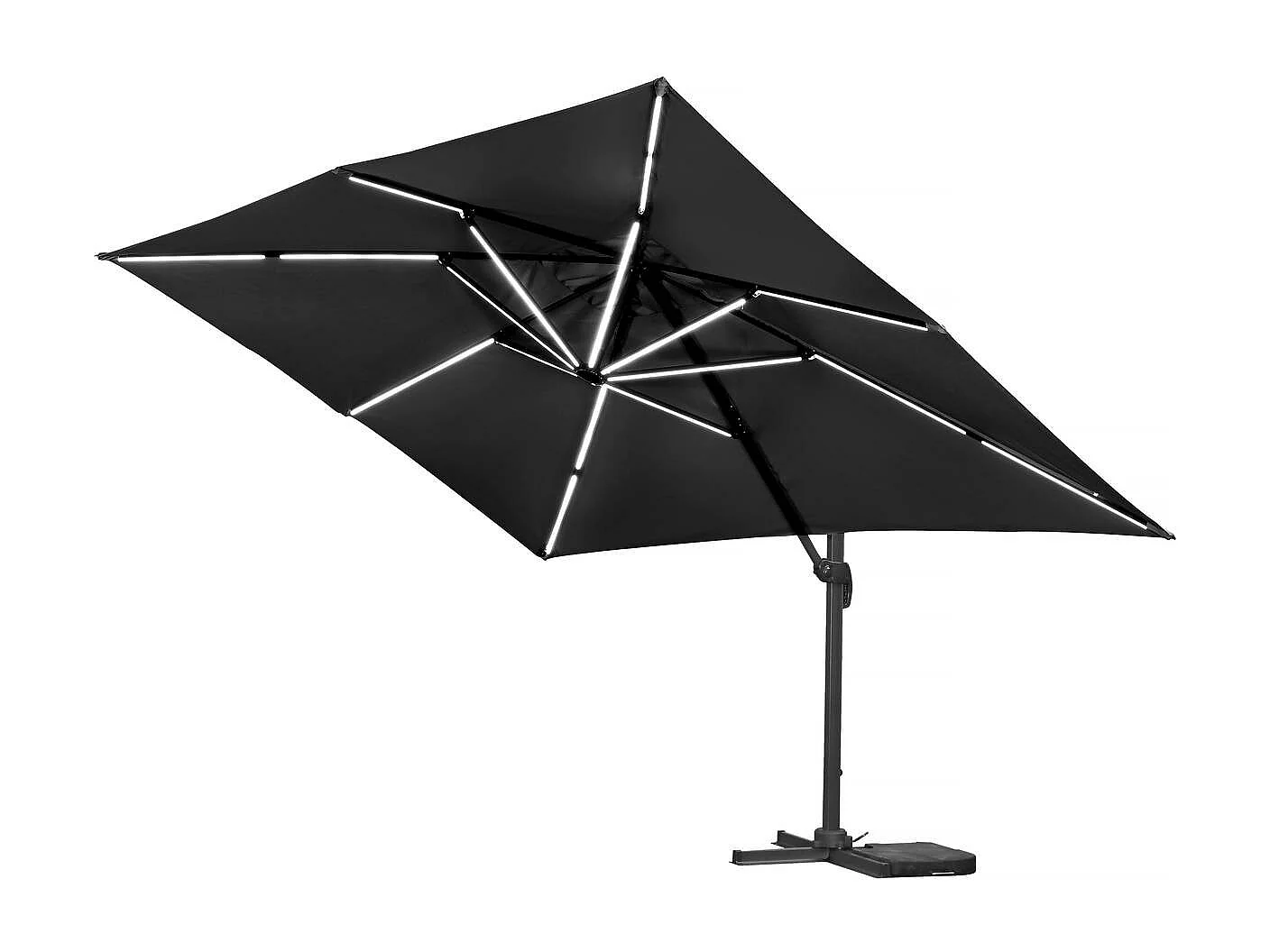 Parasol jardin déporté led alu "Sun 3 Luxe" 3 x 3 m - Noir