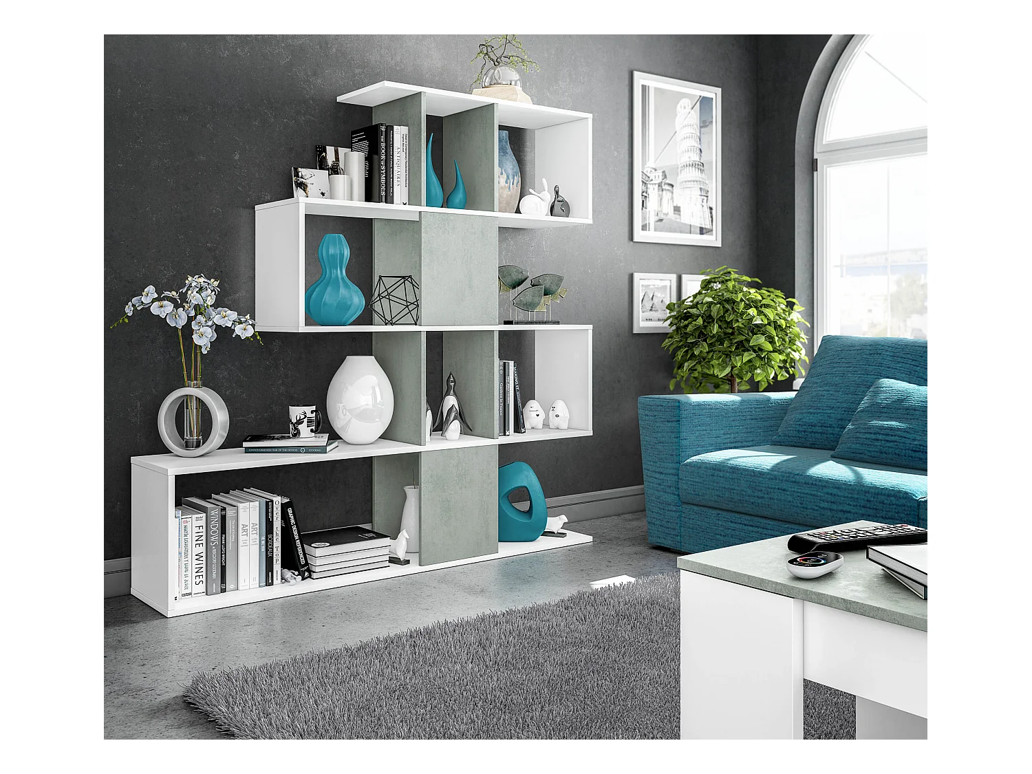 Libreria zig zag cemento bianco 0L2251A