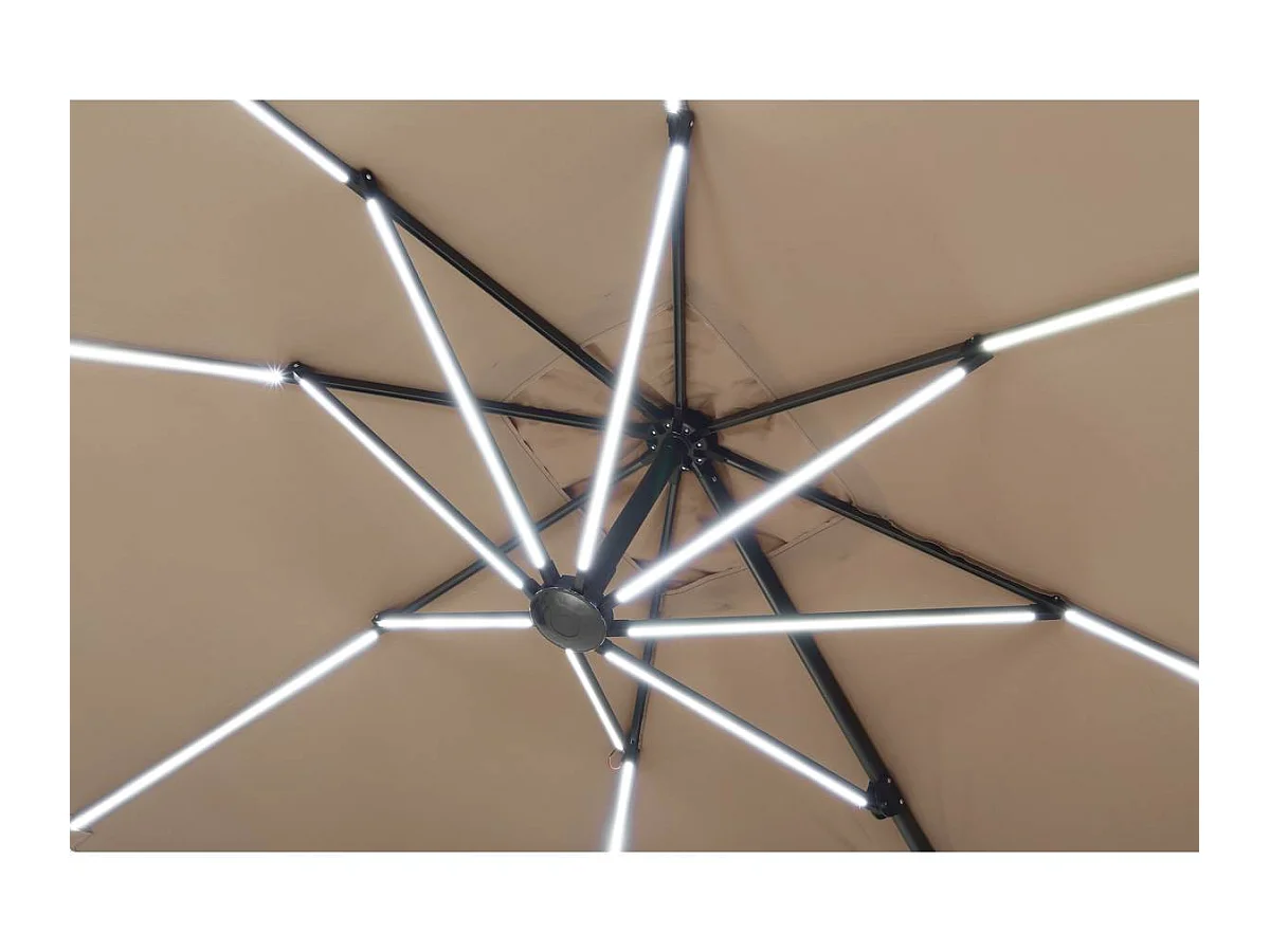Parasol de jardin LED Alu "Sun 4 Luxe" - Rectangular -  3 x 4 m - Topo