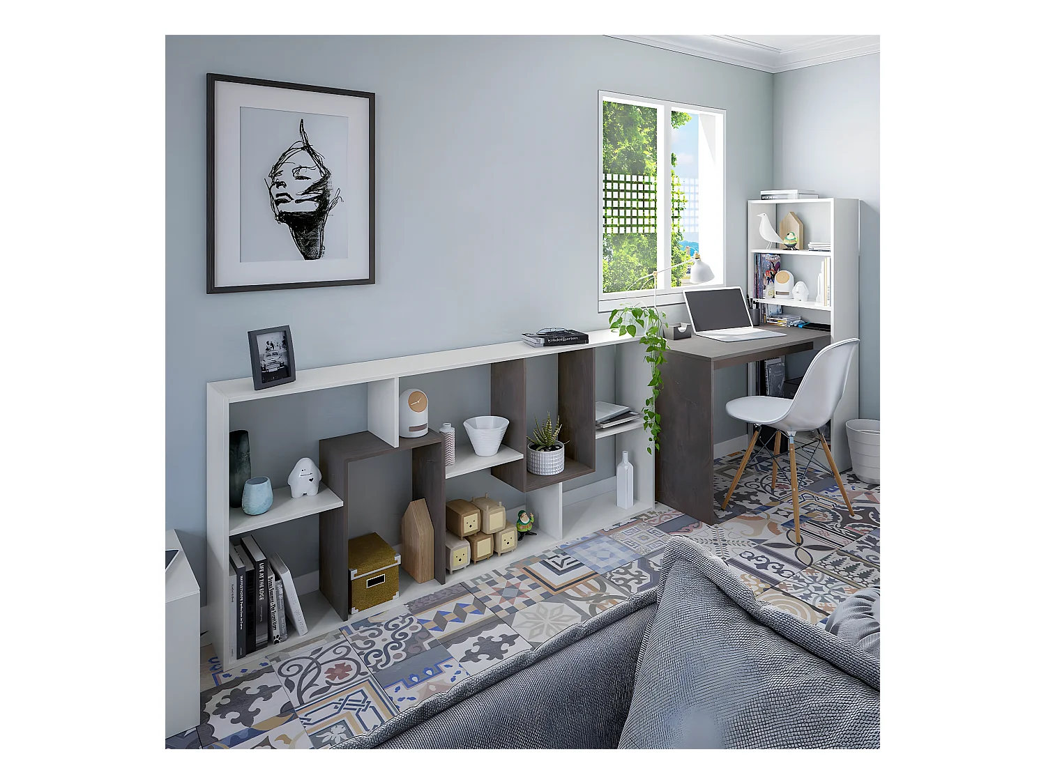 Bücherregal mit 8 Ablagefächern H180 cm - Kawa