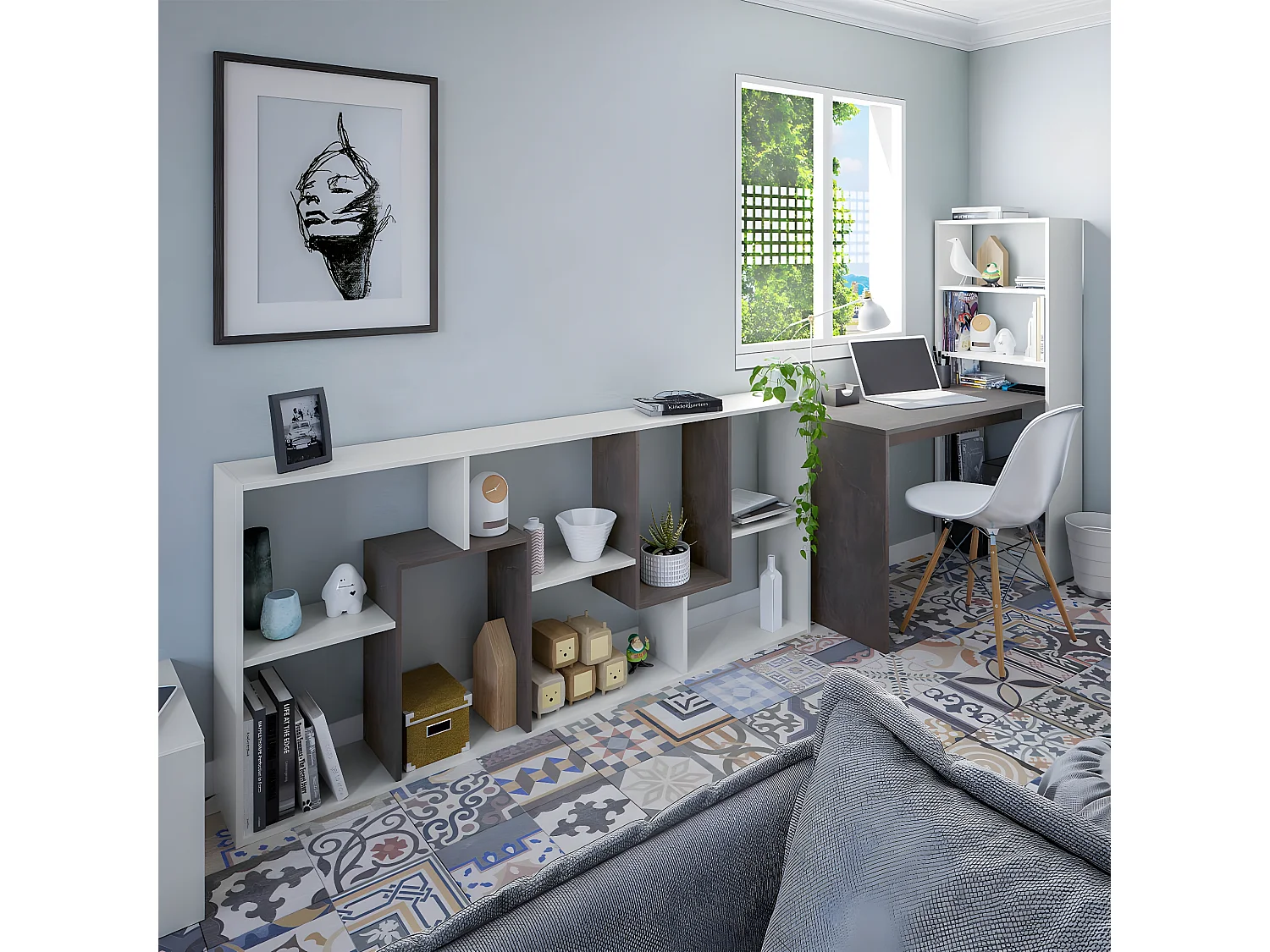 Estantería de 8 compartimentos multiposición - A180 cm - Kawa