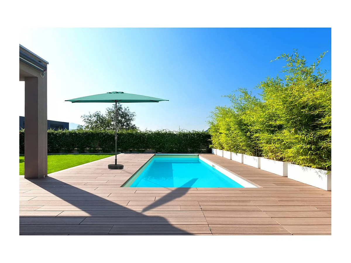 Tuinparasol "Sol 2" rechthoekig 2x3m groen met inbegrepen gewichtsplaten