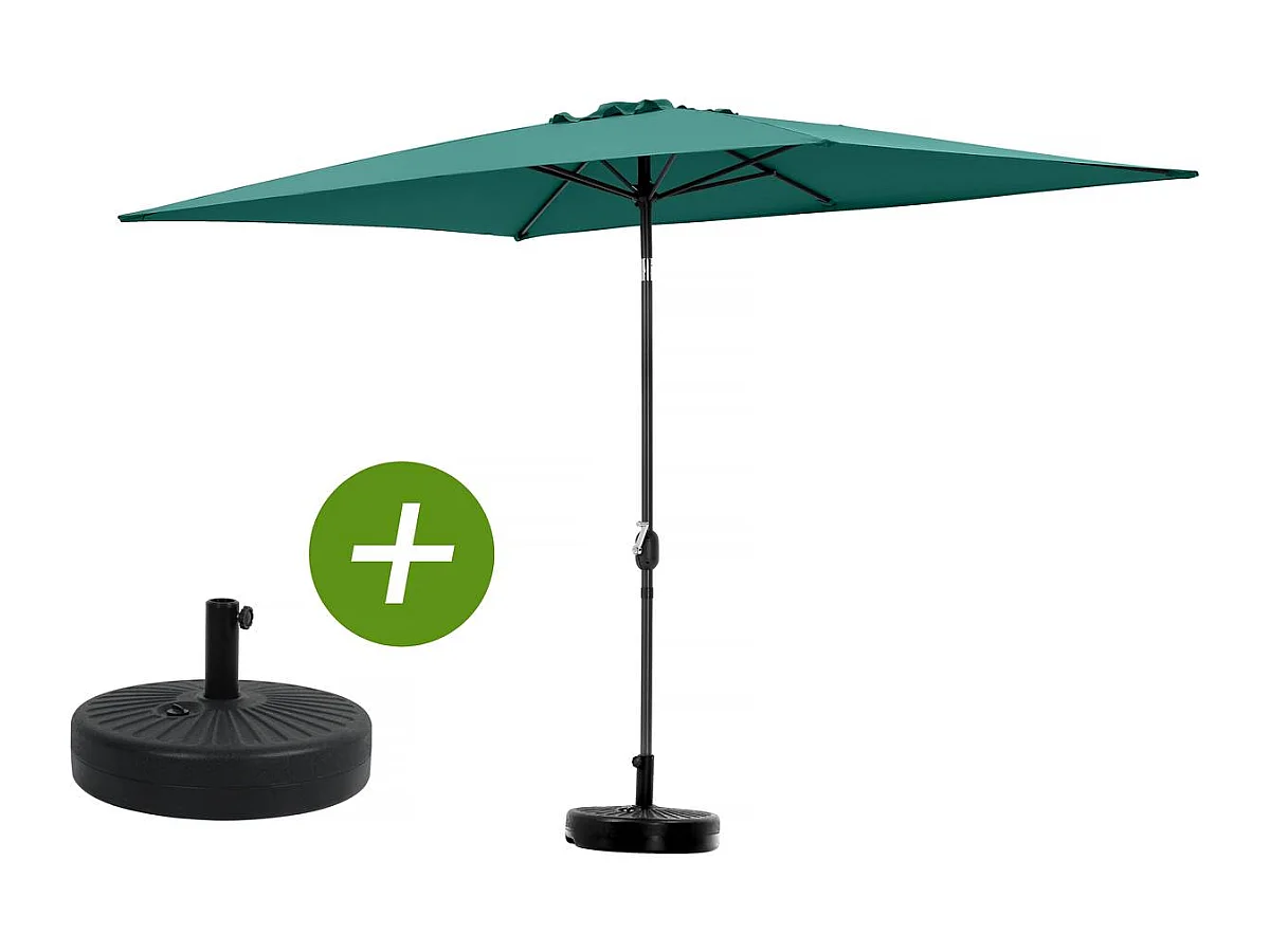 Parasol jardin "Sol 2" - Rectangle - 2 x 3 m - Vert + Dalles à lester incluses