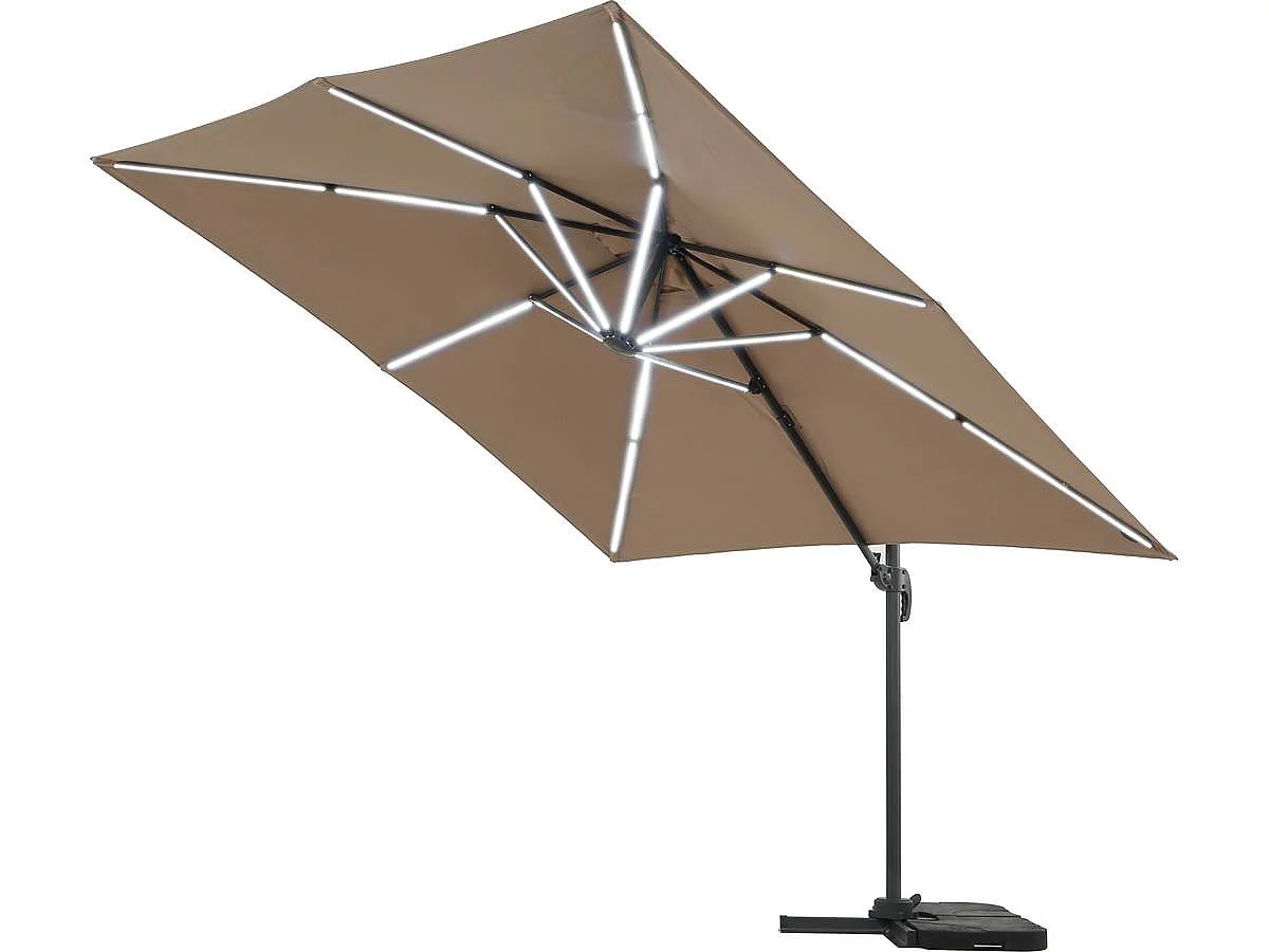 Parasol de jardin LED Alu "Sun 4 Luxe" - Rectangular - 3 x 4 m - Topo - Lastres incluidos