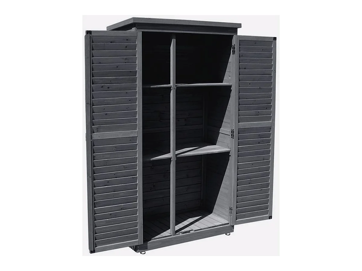 Tuinkast "Space" van vurenhout met 2 planken en afsluitbaar - Antraciet