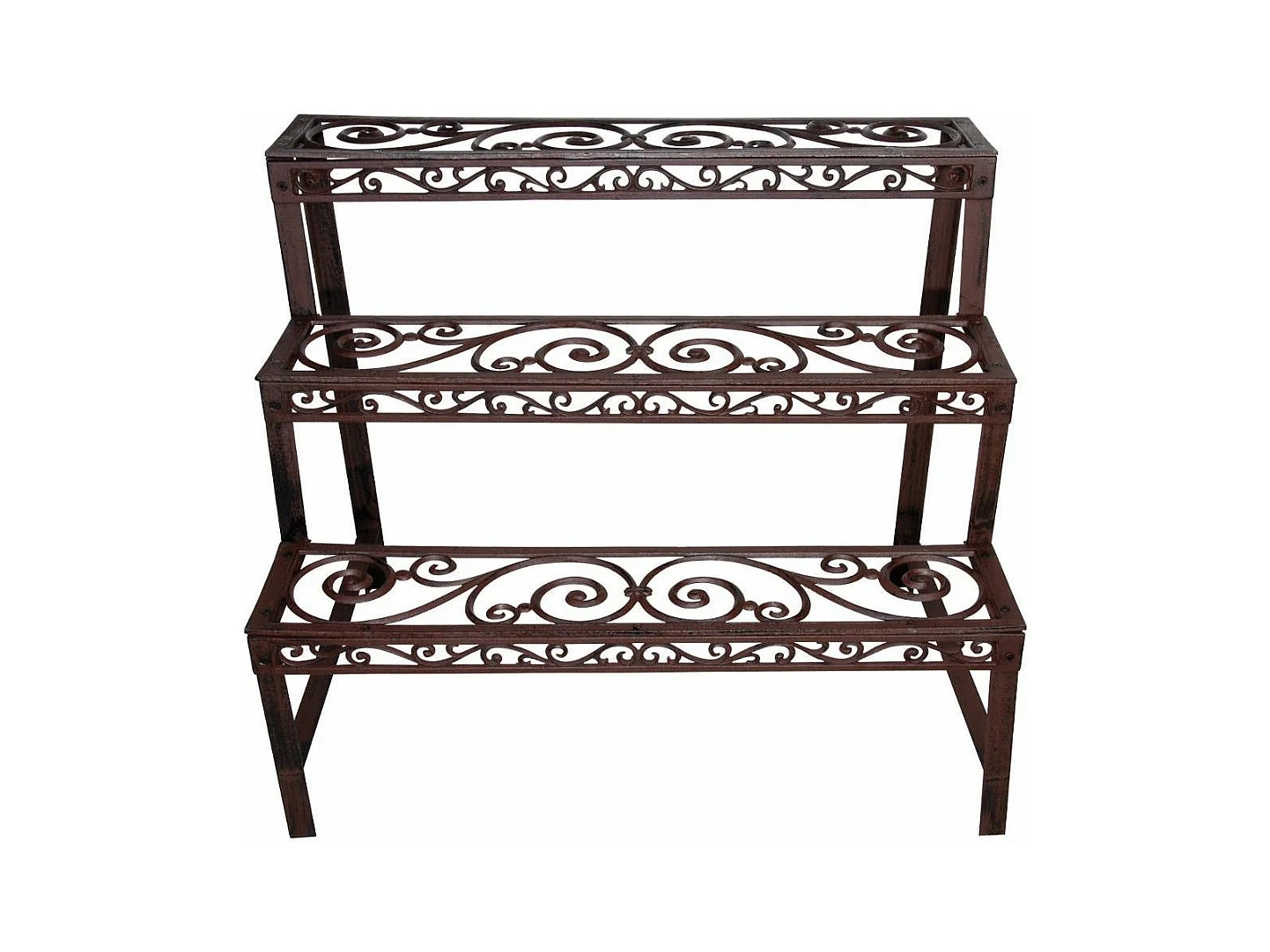 Pflanzentreppe aus patiniertem Metall Arabesque