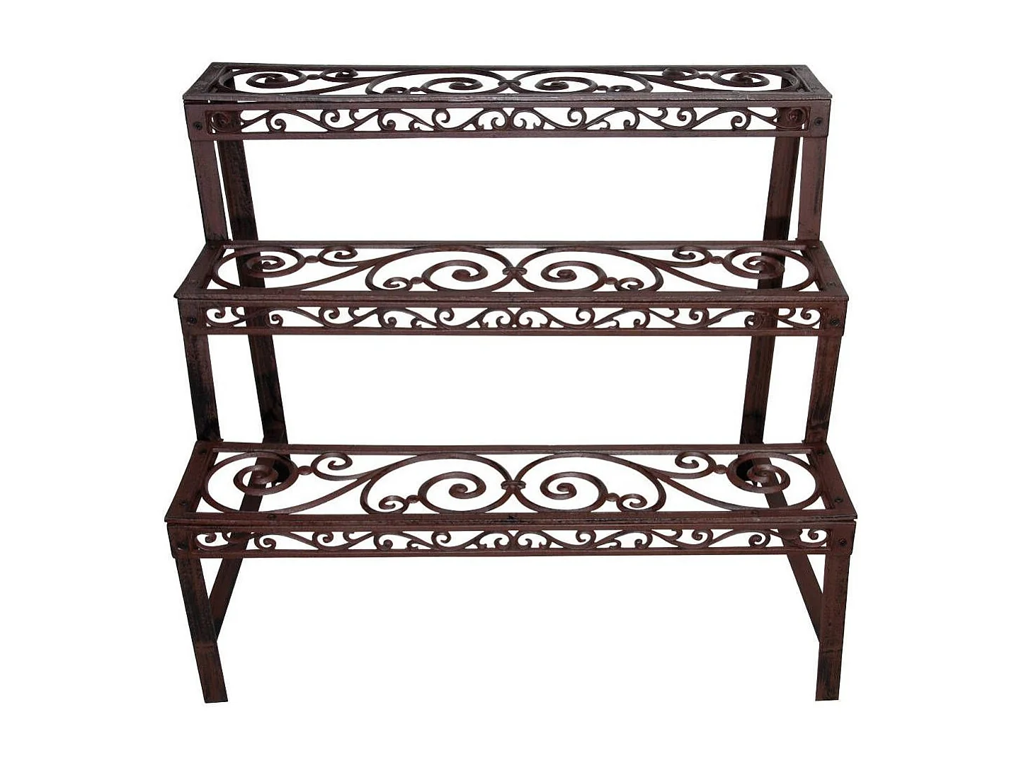 Pflanzentreppe aus patiniertem Metall Arabesque