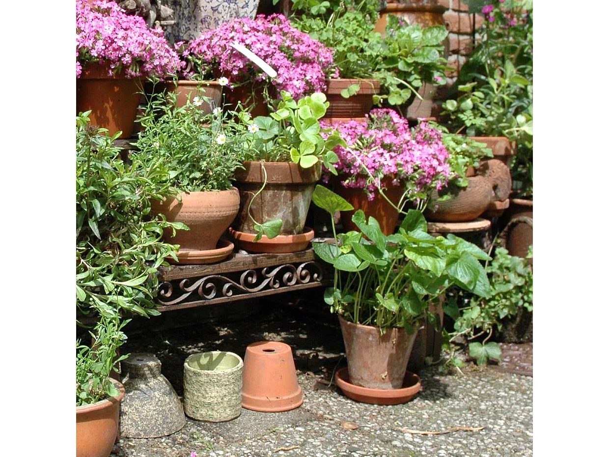 Etagère à plantes en métal patiné Arabesque