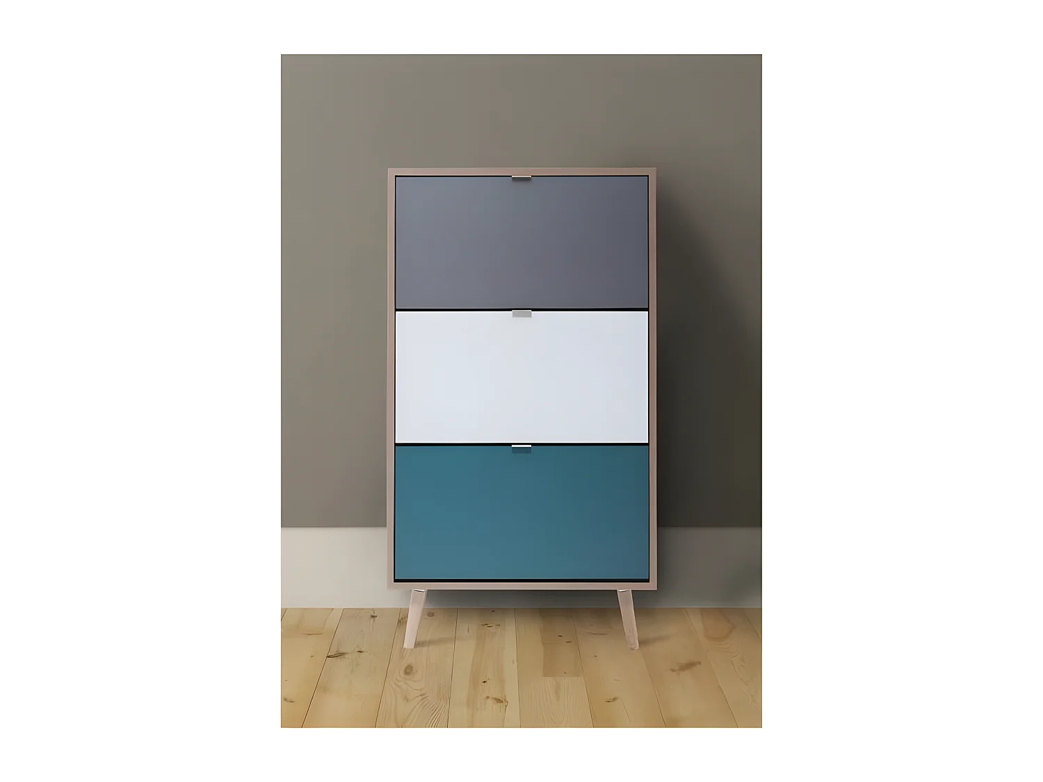 Szafka na buty CUBA 18 par - Dekor dębu Sonoma i jasnoszary - Nowoczesny skandynawski design