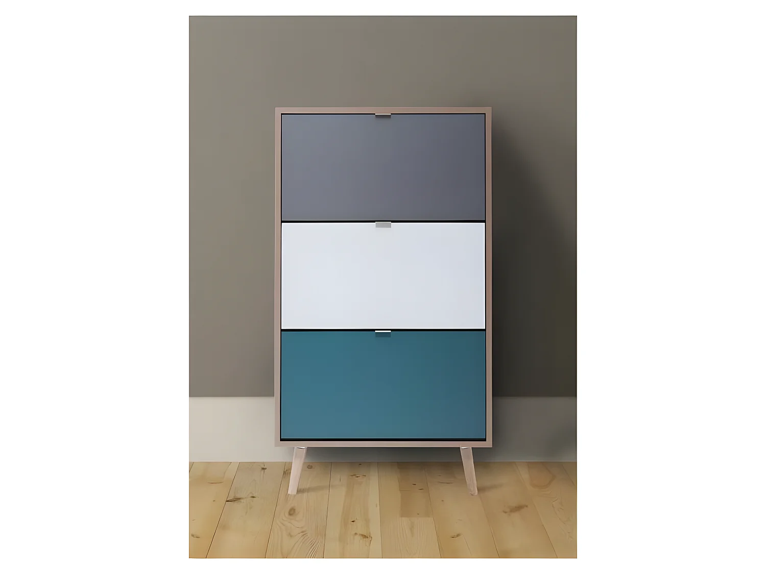 Szafka na buty CUBA 18 par - Dekor dębu Sonoma i jasnoszary - Nowoczesny skandynawski design