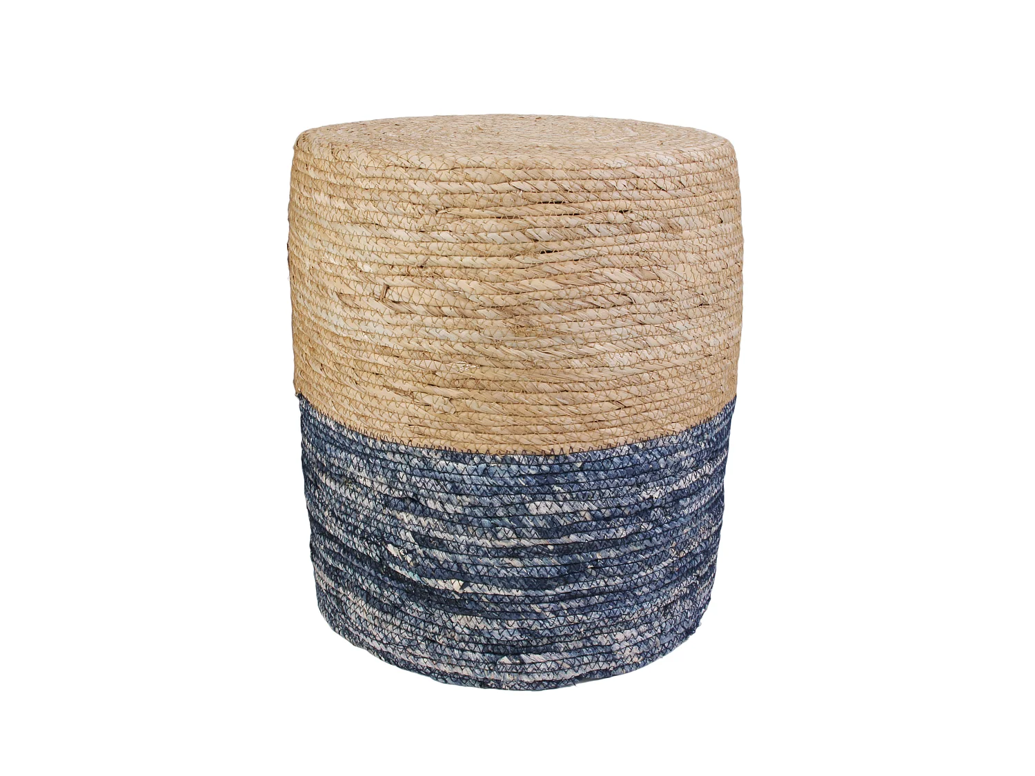 Pouf Design "Blue Lagoon" 41cm Naturel & Bleu