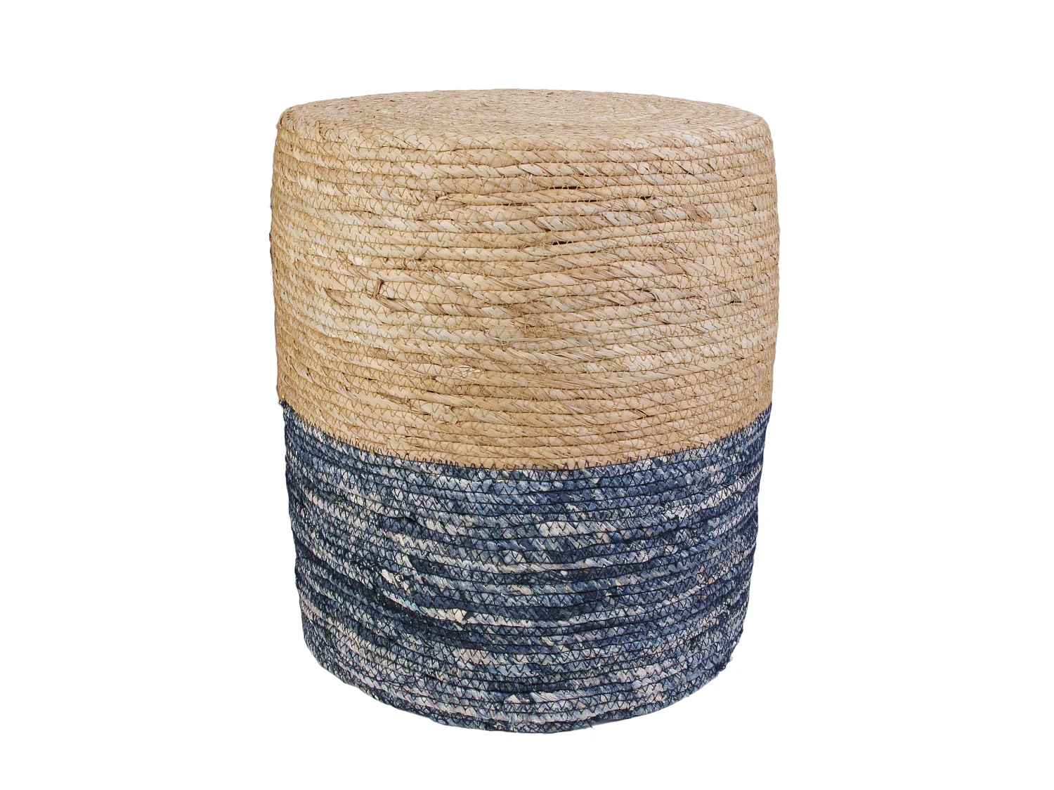Pouf Design "Blue Lagoon" 41cm Naturel & Bleu