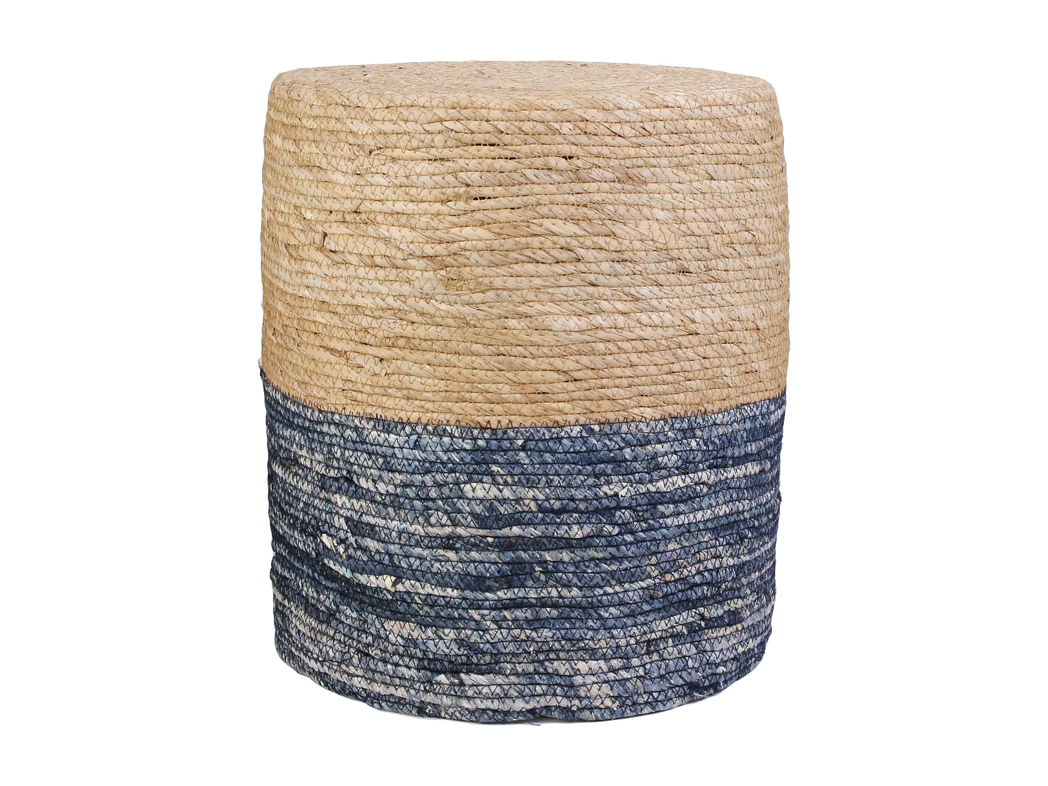 Pouf Design "Blue Lagoon" 41cm Naturel & Bleu