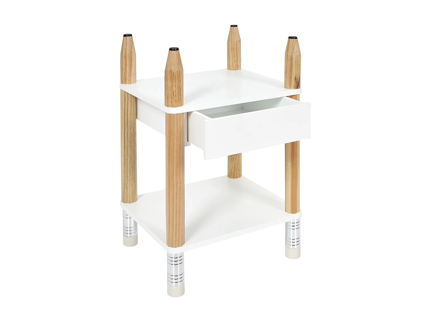 Table De Chevet Crayon Beige, Blanc, Noir