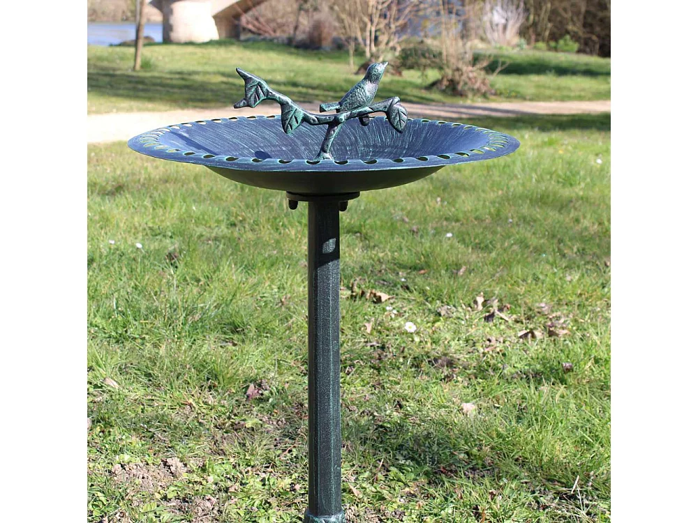 Bassin à oiseaux sur pied en fonte
