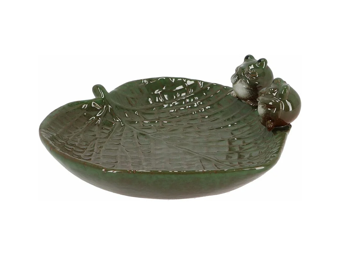 Bain oiseau en grès Nature Grenouilles vertes