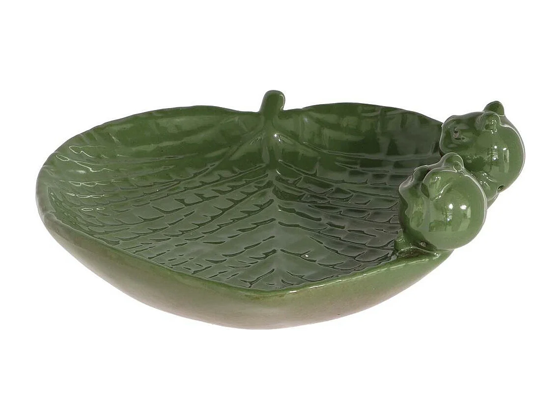 Bain oiseau en grès Nature Grenouilles vertes