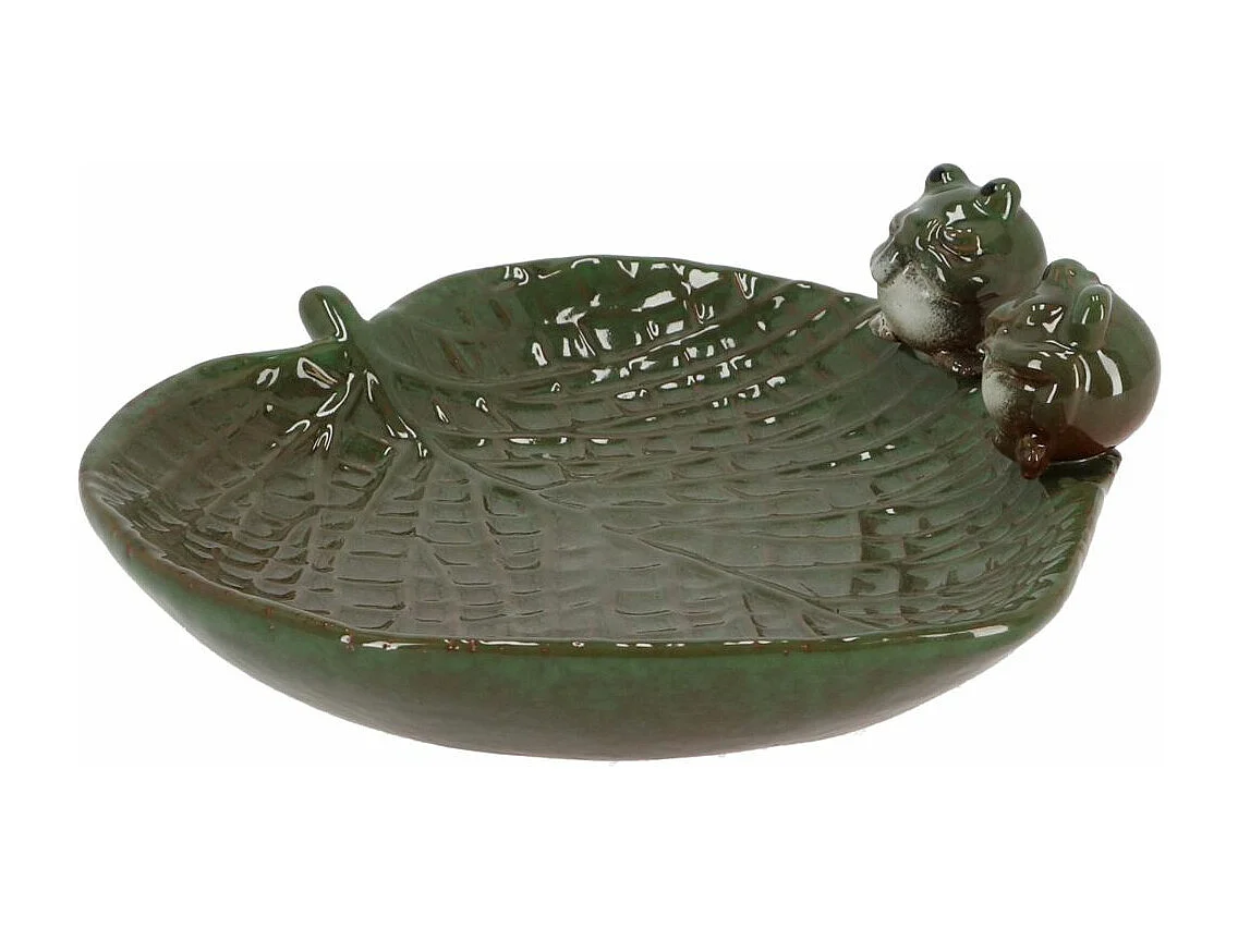 Bain oiseau en grès Nature Grenouilles vertes