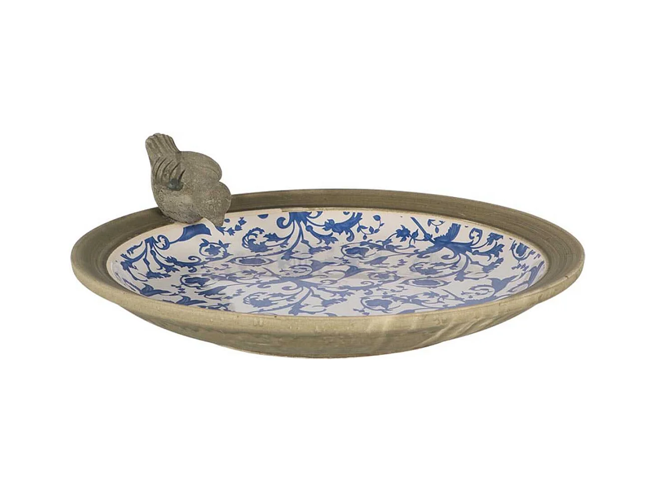 Bain d'oiseau en céramique patiné