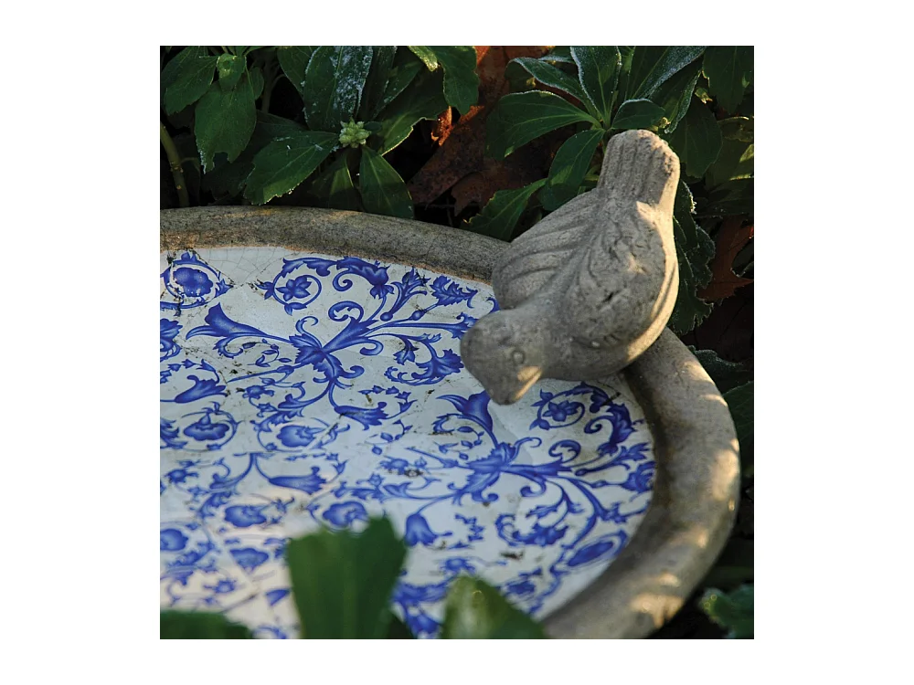 Bain d'oiseau en céramique patiné