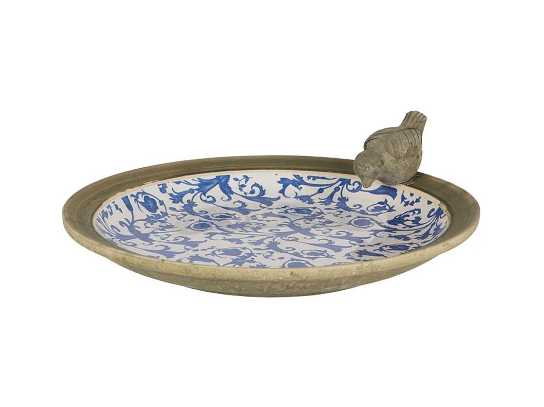 Bain d'oiseau en céramique patiné