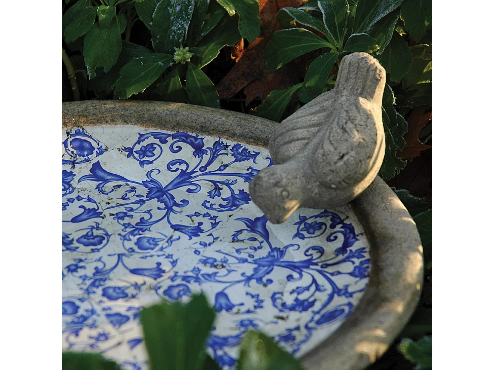 Bain d'oiseau en céramique patiné