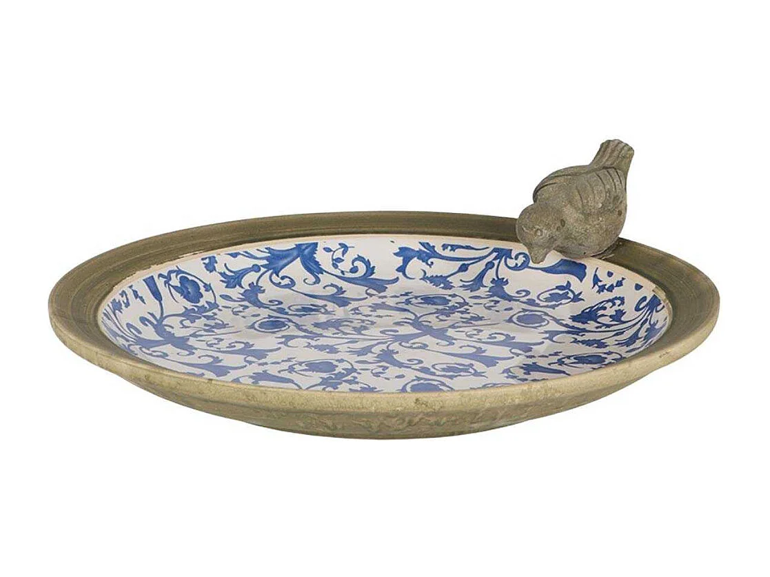 Bain d'oiseau en céramique patiné