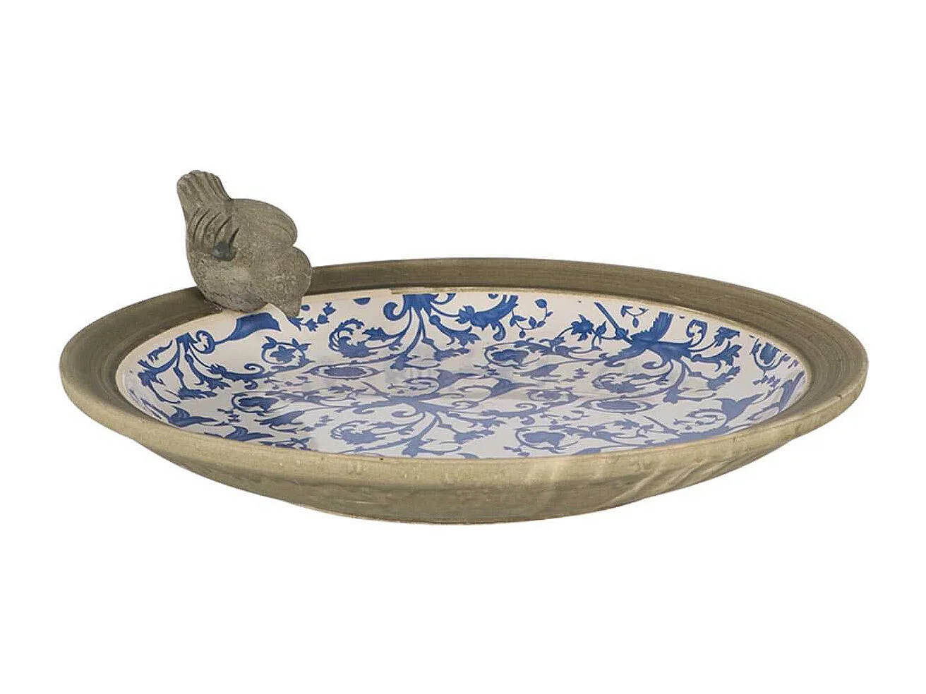 Bain d'oiseau en céramique patiné
