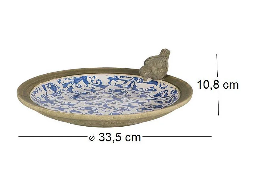 Bain d'oiseau en céramique patiné