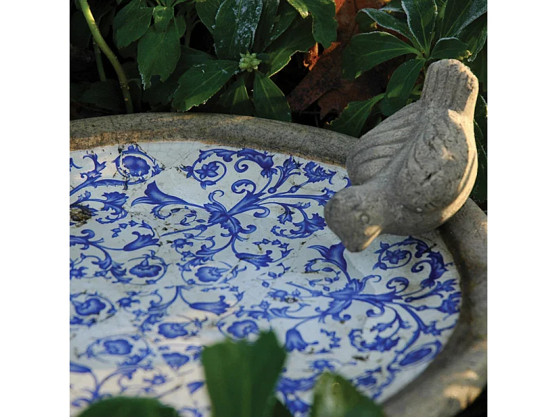 Bain d'oiseau en céramique patiné