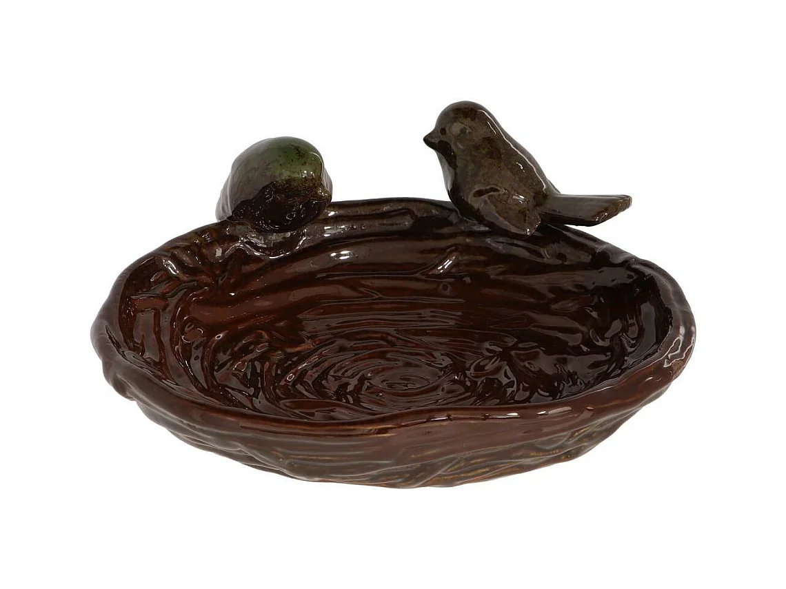 Bain oiseau en grès Nature Oiseaux verts