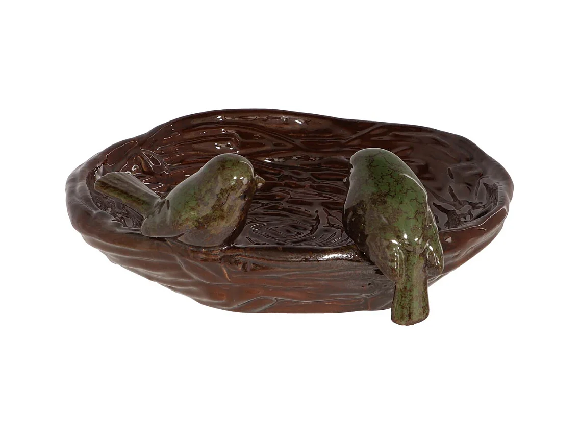 Bain oiseau en grès Nature Oiseaux verts