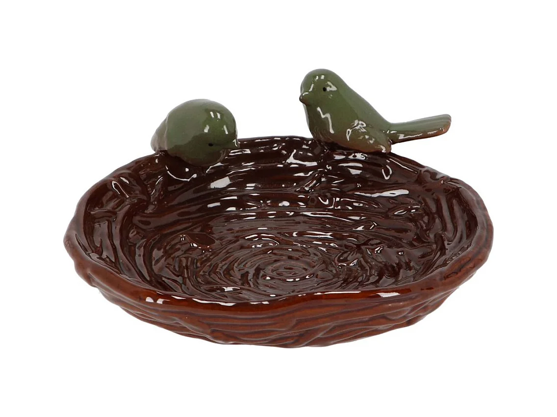 Bain oiseau en grès Nature Oiseaux verts