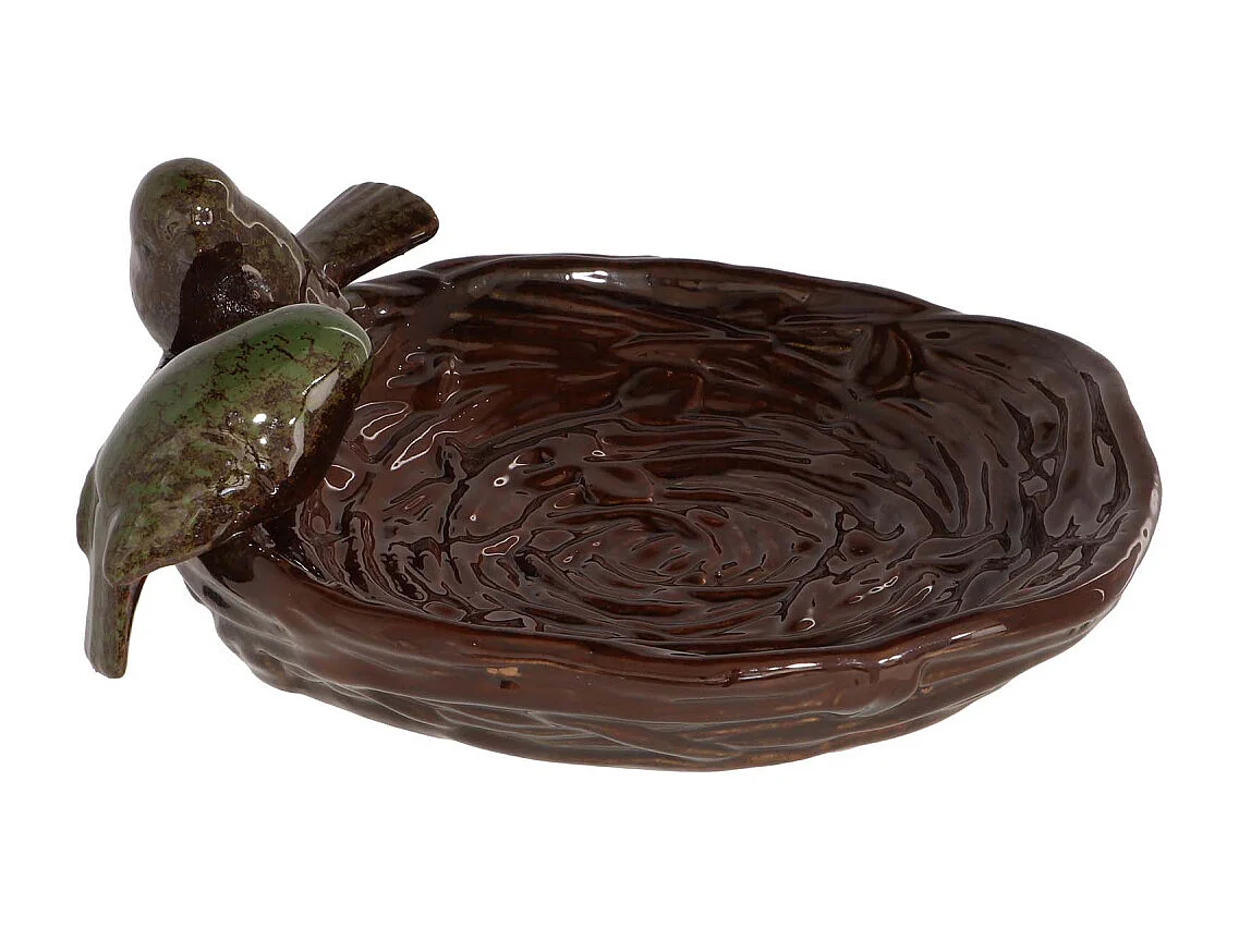 Bain oiseau en grès Nature Oiseaux verts