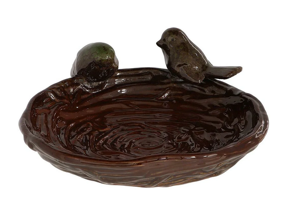 Bain oiseau en grès Nature Oiseaux verts