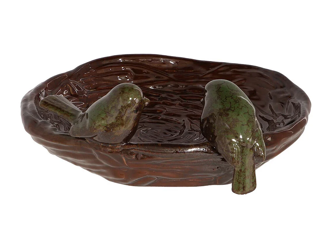 Bain oiseau en grès Nature Oiseaux verts