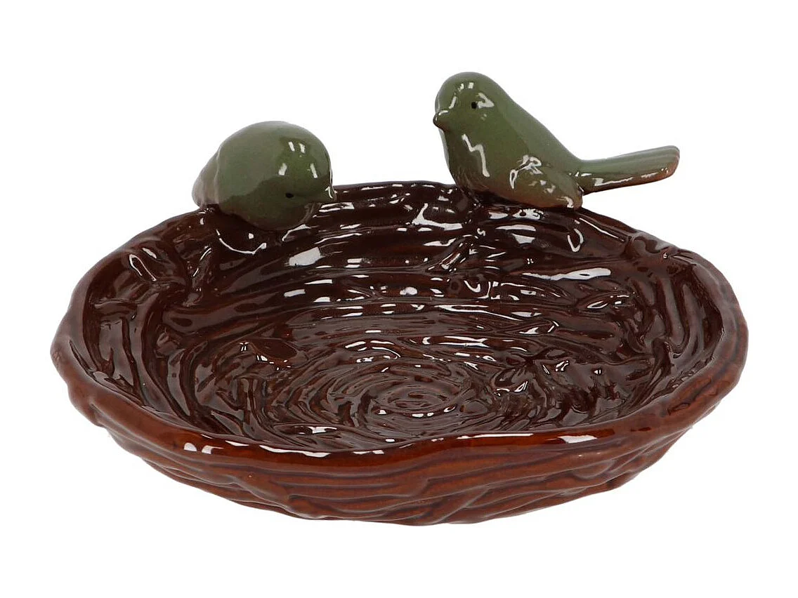 Bain oiseau en grès Nature Oiseaux verts