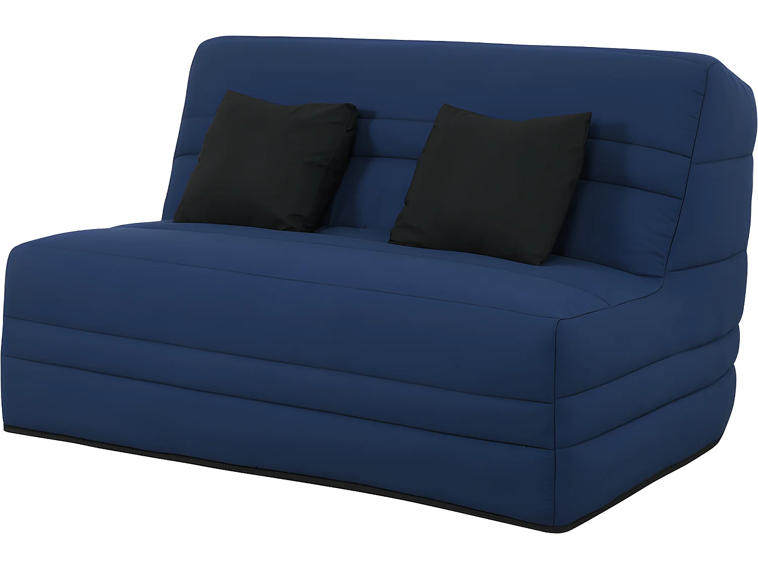 Banquette Simmons Slyde - Tissu Indigo + 2 coussins noir - Made in France - L 145 x P 103 x H 89 cm - VANDA