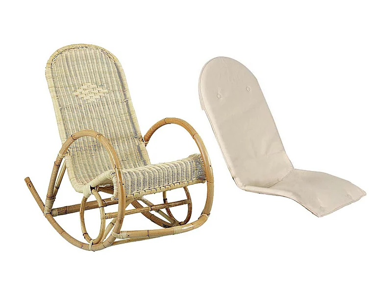 Rocking chair en manau et moelle de rotin naturelle Tipi