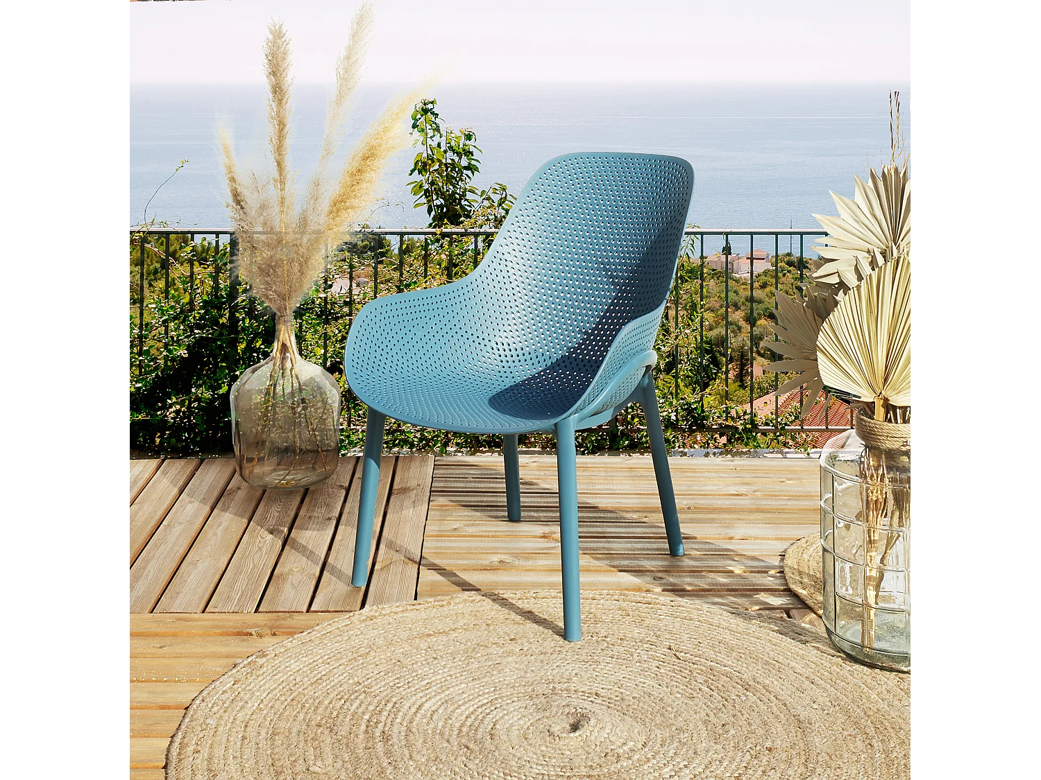 Fauteuil de jardin en polypropylène Malibu Bleu
