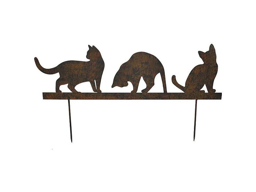 Silhouette chats sur pique en fonte 60x19 cm