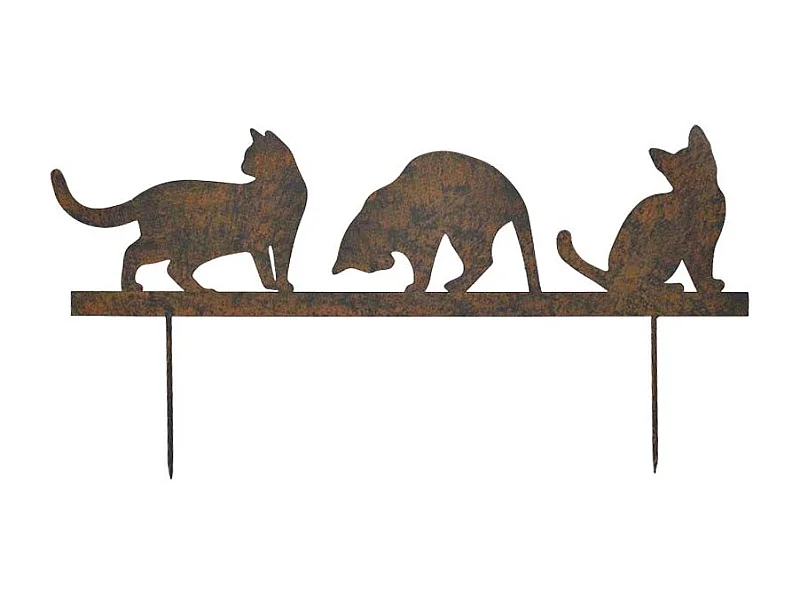Silhouette en fer Chats sur piques 3 chats