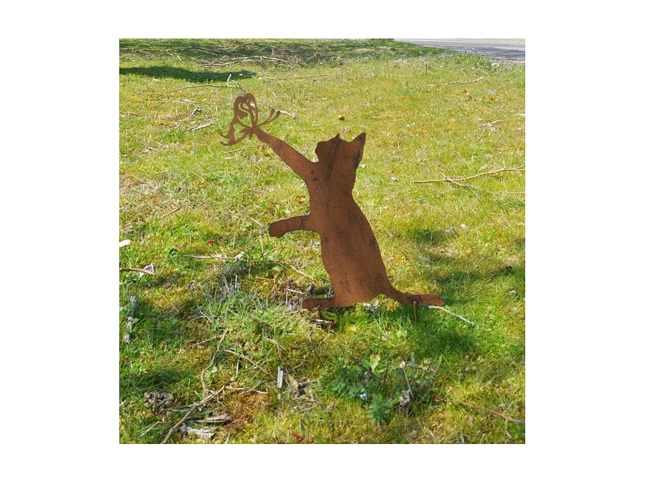 Silhouette en fer Chat et papillon 30 x 45 cm