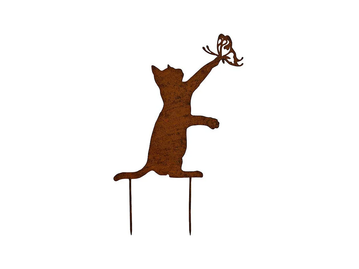 Silhouette en fer Chat et papillon 30 x 45 cm