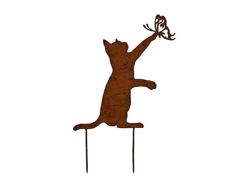 Silhouette en fer Chat et papillon 30 x 45 cm