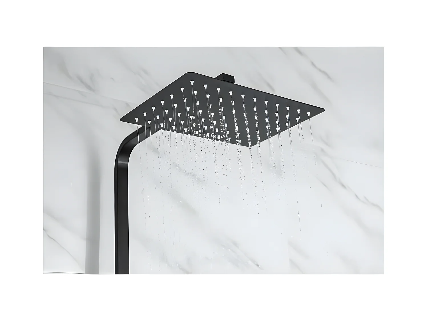 Columna de ducha Negro Mate con Mezclador Termostático y Cabezal Alto Rectangular 30x20 cm