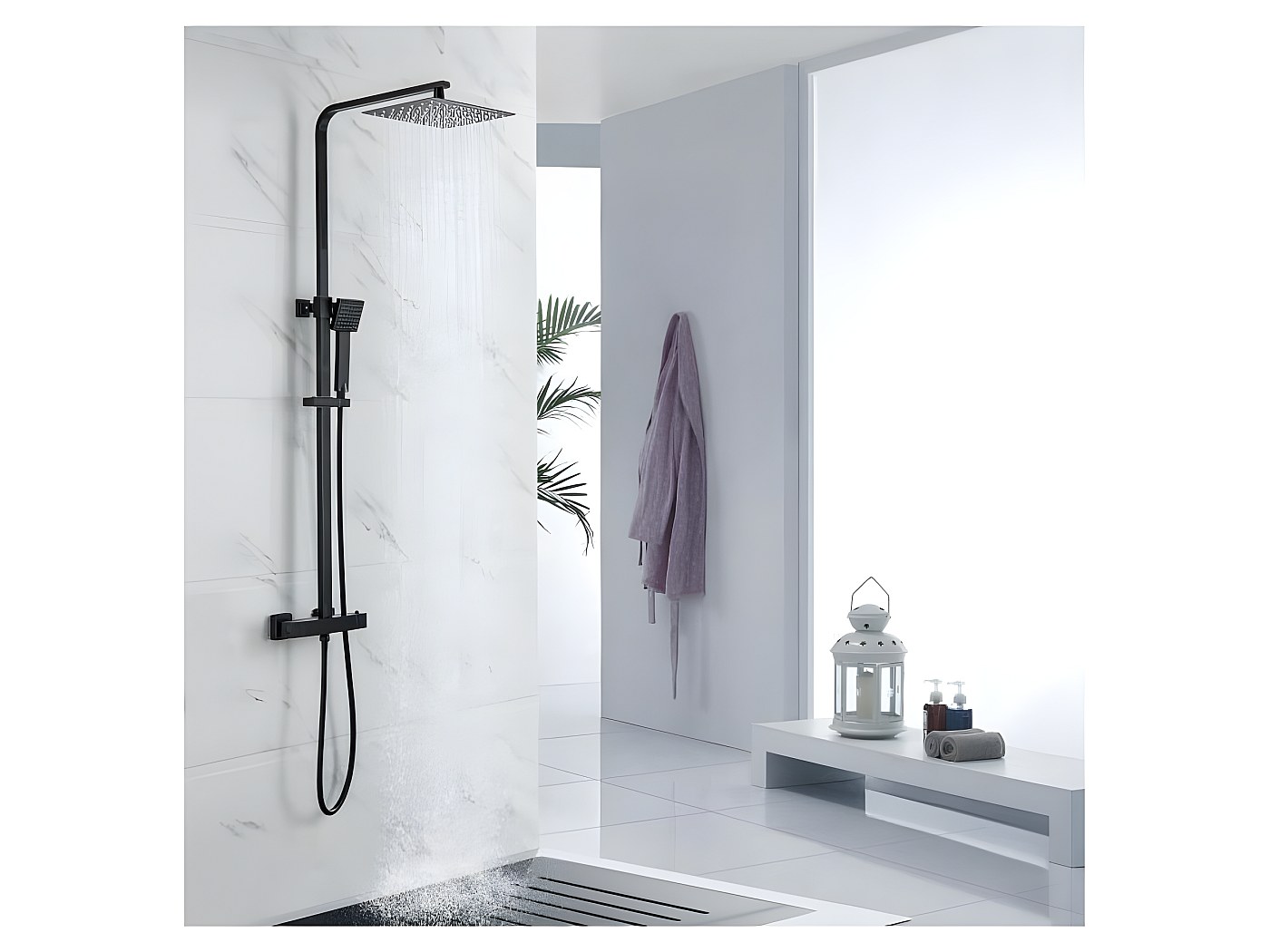 OCEANIC Colonne de douche - Mitigeur thermostatique - Pomme haute ...